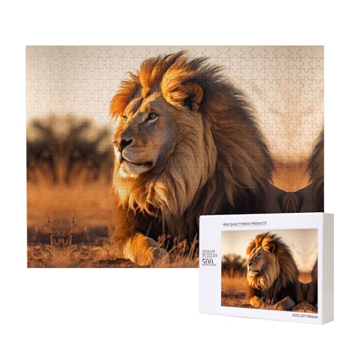 Poezjzw Puzzle mit nordamerikanischen Löwen für Erwachsene, 500 Teile, Holzpuzzle für Familie, Freunde, Heimdekoration, Wandkunst, 50 x 38 cm Poezjzw Puzzle mit nordamerikanischen Löwen für Erwachsene, 500 Teile, Holzpuzzle für Familie, Freunde, Heimdekoration, Wandkunst, 50 x 38 cm von POEZJZW