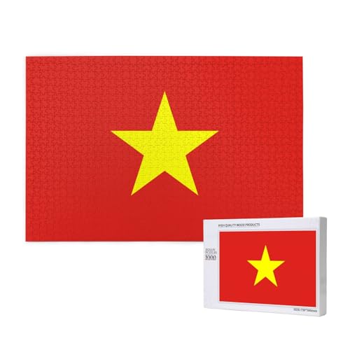 Poezjzw Puzzle mit vietnamesischer Flagge, 1000 Teile, Holzpuzzle für Familie, Freunde, Heimdekoration, Wandkunst, 75 x 50 cm von POEZJZW