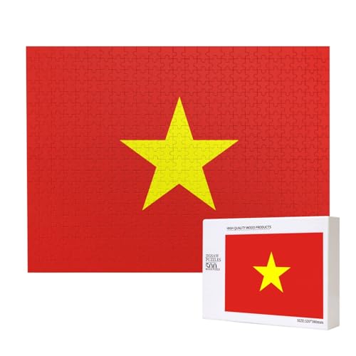 Poezjzw Puzzle mit vietnamesischer Flagge für Erwachsene, 500 Teile, Holzpuzzle für Familie, Freunde, Heimdekoration, Wandkunst, 50 x 38 cm Poezjzw Puzzle mit vietnamesischer Flagge für Erwachsene, 500 Teile, Holzpuzzle für Familie, Freunde, Heimdekoration, Wandkunst, 50 x 38 cm von POEZJZW