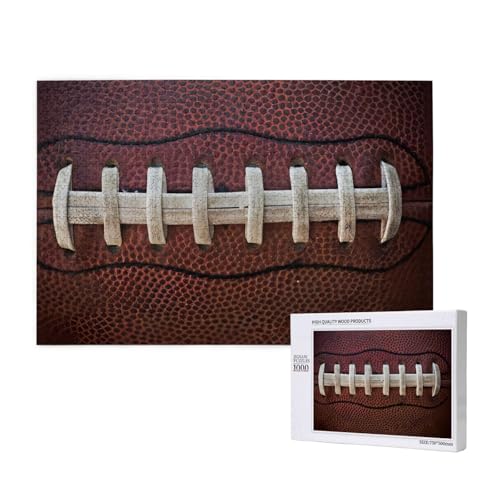 Poezjzw Puzzles für Erwachsene, 1000 Teile, geeignet für Familienfreizeit und Verbesserung der praktischen Fähigkeit, American Football Laces Muster von POEZJZW