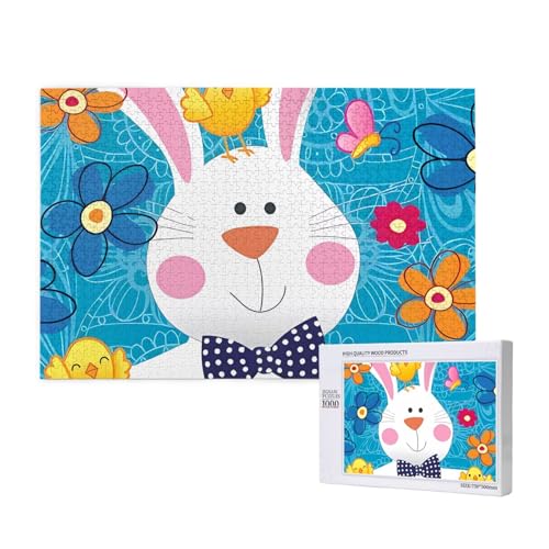 Poezjzw Puzzles für Erwachsene, 1000 Teile, geeignet für Familienfreizeit und Verbesserung der praktischen Fähigkeit, Frühlings-Frohe Ostern, Urlaubsmuster von POEZJZW