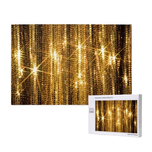Poezjzw Puzzles für Erwachsene, 1000 Teile, geeignet für Familienfreizeit und Verbesserung der praktischen Fähigkeit, Gold-Pailletten-Funkelmuster von POEZJZW