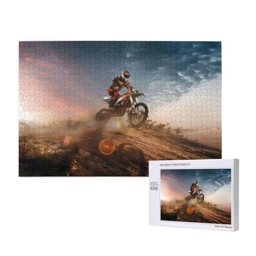 Poezjzw Puzzles für Erwachsene, 1000 Teile, geeignet für Familienfreizeit und Verbesserung der praktischen Fähigkeit, Motocross-Muster von POEZJZW