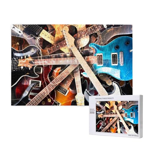 Poezjzw Puzzles für Erwachsene, 1000 Teile, geeignet für Familienfreizeit und Verbesserung der praktischen Fähigkeit, Musikgitarrenmuster von POEZJZW
