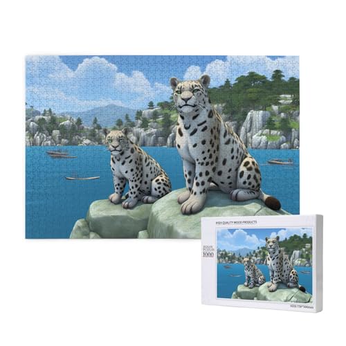 Poezjzw Puzzles für Erwachsene, 1000 Teile, geeignet für Familienfreizeit und Verbesserung der praktischen Fähigkeit, Schneeleoparden-Endbringer-Muster von POEZJZW