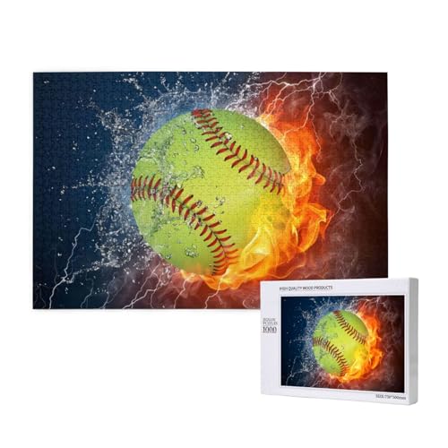 Poezjzw Puzzles für Erwachsene, 1000 Teile, geeignet für Familienfreizeit und Verbesserung der praktischen Fähigkeit, Softball-Muster von POEZJZW