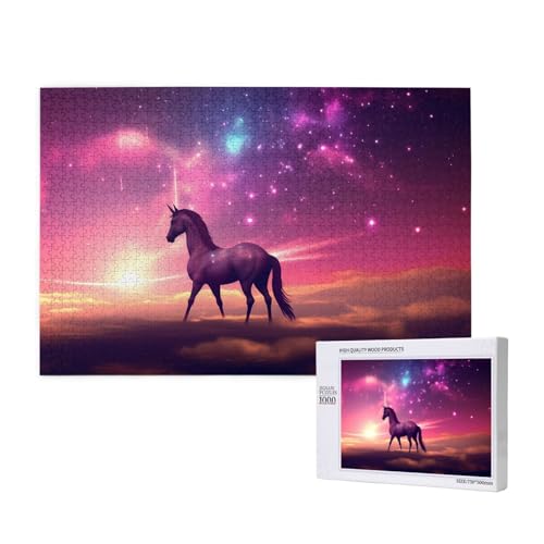 Poezjzw Puzzles für Erwachsene, 1000 Teile, geeignet für Familienfreizeit und Verbesserung der praktischen Fähigkeit, Sternennacht, Hengstmuster von POEZJZW