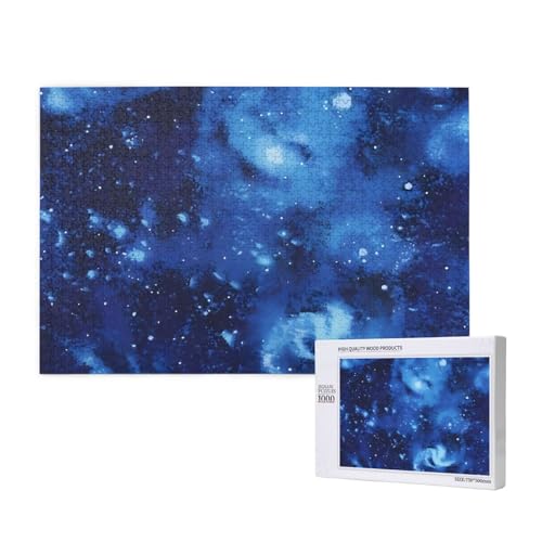Poezjzw Puzzles für Erwachsene, 1000 Teile, geeignet für Familienfreizeit und Verbesserung der praktischen Fähigkeit, blaues Universum, Weltraum, Galaxie-Muster von POEZJZW