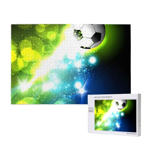 Poezjzw Puzzles für Erwachsene, 1000 Teile, geeignet für Familienfreizeit und Verbesserung der praktischen Fähigkeit, cooles Fußballmuster von POEZJZW