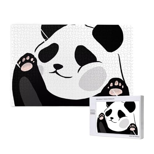 Poezjzw Puzzles für Erwachsene, 1000 Teile, geeignet für Familienfreizeit und Verbesserung der praktischen Fähigkeit, lustiges Panda-Muster von POEZJZW
