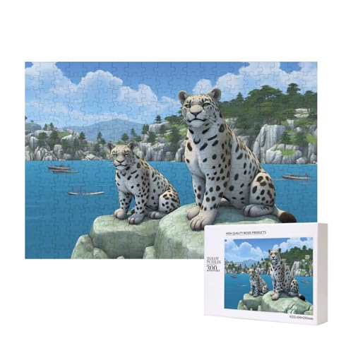 Poezjzw Puzzles für Erwachsene, 300 Teile, geeignet für Familienfreizeit und Verbesserung der praktischen Fähigkeit, Schneeleoparden-Endbringer-Muster von POEZJZW
