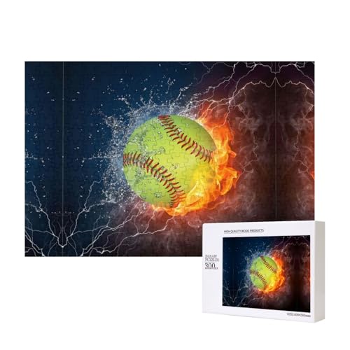 Poezjzw Puzzles für Erwachsene, 300 Teile, geeignet für Familienfreizeit und Verbesserung der praktischen Fähigkeit, Softball-Muster von POEZJZW