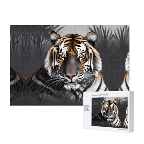 Poezjzw Puzzles für Erwachsene, 300 Teile, geeignet für Familienfreizeit und Verbesserung der praktischen Fähigkeit, Tiger in Ruhe Muster von POEZJZW