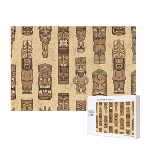 Poezjzw Puzzles für Erwachsene, 300 Teile, geeignet für Familienfreizeit und Verbesserung der praktischen Fähigkeit, Vintage-Aloha-Tiki-Muster von POEZJZW