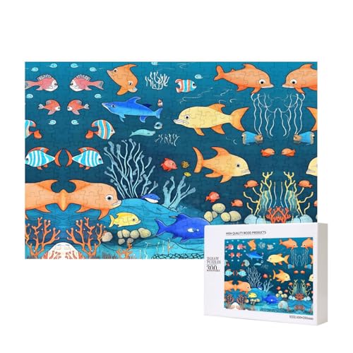Poezjzw Puzzles für Erwachsene, 300 Teile, geeignet für Familienfreizeit und Verbesserung der praktischen Fähigkeit, blaues Unterwasserwelt der Fischmuster Poezjzw Puzzles für Erwachsene, 300 Teile, geeignet für Familienfreizeit und Verbesserung der praktischen Fähigkeit, blaues Unterwasserwelt der Fischmuster von POEZJZW