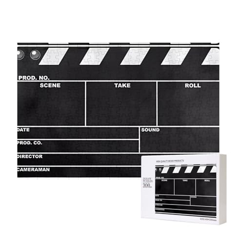 Poezjzw Puzzles für Erwachsene, 300 Teile, geeignet für Familienfreizeit und Verbesserung der praktischen Fähigkeit, klassisches Filmschindel, schwarzes Muster von POEZJZW