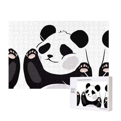 Poezjzw Puzzles für Erwachsene, 300 Teile, geeignet für Familienfreizeit und Verbesserung der praktischen Fähigkeit, lustiges Panda-Muster von POEZJZW