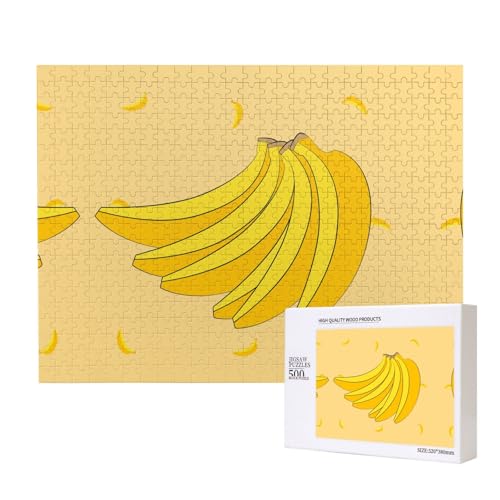 Poezjzw Puzzles für Erwachsene, 500 Teile, geeignet für Familienfreizeit und Verbesserung der praktischen Fähigkeit, Cartoon-Bananen-Muster von POEZJZW