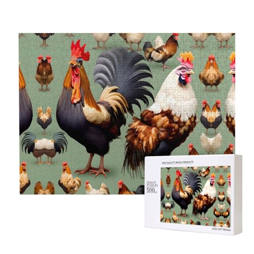 Poezjzw Puzzles für Erwachsene, 500 Teile, geeignet für Familienfreizeit und Verbesserung der praktischen Fähigkeit, Hahn- und Hühnermuster Poezjzw Puzzles für Erwachsene, 500 Teile, geeignet für Familienfreizeit und Verbesserung der praktischen Fähigkeit, Hahn- und Hühnermuster von POEZJZW