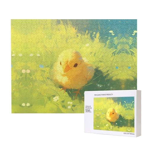 Poezjzw Puzzles für Erwachsene, 500 Teile, geeignet für Familienfreizeit und Verbesserung der praktischen Fähigkeit, Kükenmuster von POEZJZW