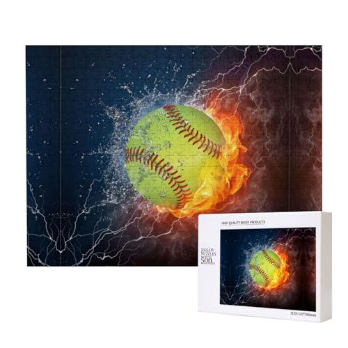 Poezjzw Puzzles für Erwachsene, 500 Teile, geeignet für Familienfreizeit und Verbesserung der praktischen Fähigkeit, Softball-Muster von POEZJZW