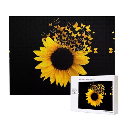 Poezjzw Puzzles für Erwachsene, 500 Teile, geeignet für Familienfreizeit und Verbesserung der praktischen Fähigkeit, Sonnenblumen, Blumen, Schmetterlinge, Kunstmuster Poezjzw Puzzles für Erwachsene, 500 Teile, geeignet für Familienfreizeit und Verbesserung der praktischen Fähigkeit, Sonnenblumen, Blumen, Schmetterlinge, Kunstmuster von POEZJZW