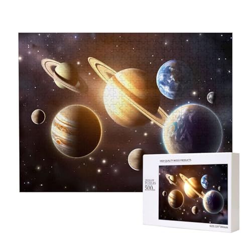 Poezjzw Puzzles für Erwachsene, 500 Teile, geeignet für Familienfreizeit und Verbesserung der praktischen Fähigkeit, Weltraumplanetenmuster von POEZJZW