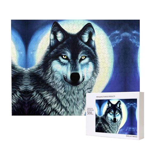 Poezjzw Puzzles für Erwachsene, 500 Teile, geeignet für Familienfreizeit und Verbesserung der praktischen Fähigkeit, Wolf unter Mond Muster Poezjzw Puzzles für Erwachsene, 500 Teile, geeignet für Familienfreizeit und Verbesserung der praktischen Fähigkeit, Wolf unter Mond Muster von POEZJZW