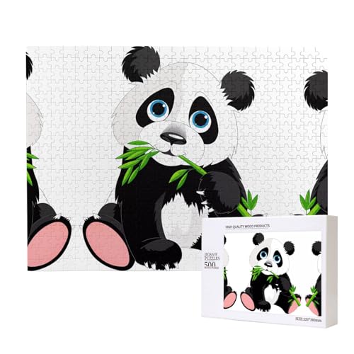 Poezjzw Puzzles für Erwachsene, 500 Teile, geeignet für Familienfreizeit und Verbesserung der praktischen Fähigkeit, niedliches Panda-Muster von POEZJZW