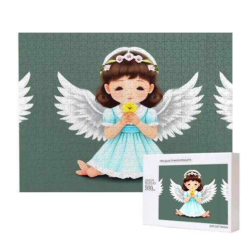 Poezjzw Puzzles für Erwachsene, 500 Teile, geeignet für Familienfreizeit und Verbesserung der praktischen Fähigkeit, niedliches kleines Engel-Muster von POEZJZW