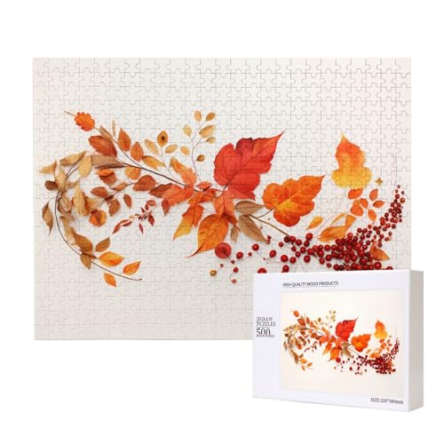 Poezjzw Puzzles für Erwachsene, 500 Teile, geeignet für Familienfreizeit und Verbesserung der praktischen Fähigkeit, rotes Blattbeerenmuster Poezjzw Puzzles für Erwachsene, 500 Teile, geeignet für Familienfreizeit und Verbesserung der praktischen Fähigkeit, rotes Blattbeerenmuster von POEZJZW