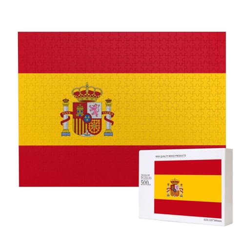 Poezjzw Puzzles für Erwachsene, 500 Teile, geeignet für Familienfreizeit und Verbesserung der praktischen Fähigkeit, spanisches Flaggenmuster von POEZJZW