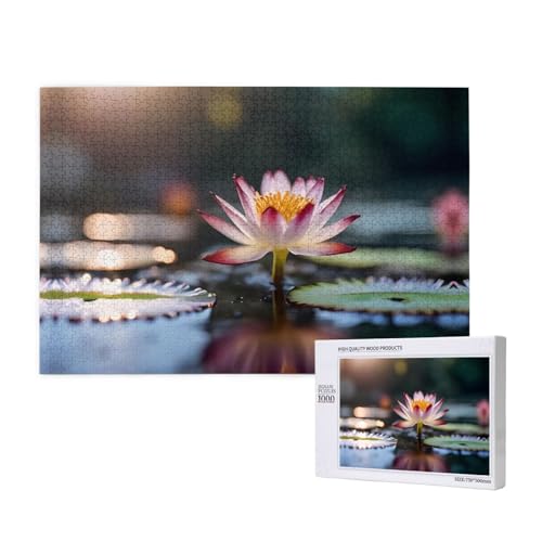 Poezjzw Schlafender Lotus, klassisches Puzzle für Erwachsene, 1000 Teile, Holzpuzzle, moderne Wohnkultur, intellektuelles Spiel, 75 x 50 cm von POEZJZW