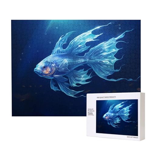Poezjzw Schöne Laternenfisch-Puzzles für Erwachsene, 500 Teile, Holzpuzzle für Familie, Freunde, Heimdekoration, Wandkunst, 500 x 38 cm Poezjzw Schöne Laternenfisch-Puzzles für Erwachsene, 500 Teile, Holzpuzzle für Familie, Freunde, Heimdekoration, Wandkunst, 500 x 38 cm von POEZJZW