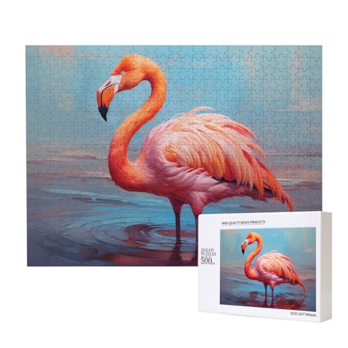 Poezjzw Schönes Flamingo-Puzzle für Erwachsene, 500 Teile, Holzpuzzle für Familie, Freunde, Heimdekoration, Wandkunst, 50 x 38 cm Poezjzw Schönes Flamingo-Puzzle für Erwachsene, 500 Teile, Holzpuzzle für Familie, Freunde, Heimdekoration, Wandkunst, 50 x 38 cm von POEZJZW