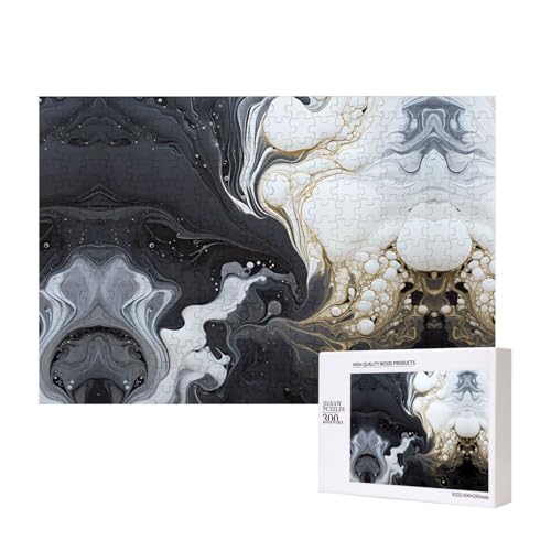 Poezjzw Schwarz-Weiß-Marmorier-Puzzle für Erwachsene, klassisches Puzzle, 300 Teile, Holzpuzzle, moderne Wohnkultur, intellektuelles Spiel, 40 x 28 cm Poezjzw Schwarz-Weiß-Marmorier-Puzzle für Erwachsene, klassisches Puzzle, 300 Teile, Holzpuzzle, moderne Wohnkultur, intellektuelles Spiel, 40 x 28 cm von POEZJZW