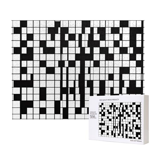 Poezjzw Schwarz-Weiß-kariertes Erwachsenen-Puzzle, klassisches Puzzle, 500 Teile, Holzpuzzle, moderne Wohnkultur, intellektuelles Spiel, 52 x 38 cm von POEZJZW