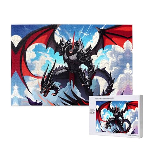 Poezjzw Schwarzer Drache, klassisches Puzzle, 1000 Teile, Holzpuzzle, moderne Heimdekoration, intellektuelles Spiel, 75 x 50 cm von POEZJZW