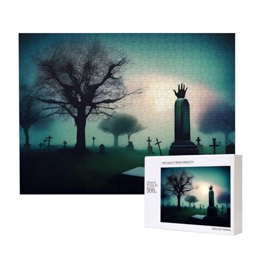 Poezjzw Schwarzes Zombie-Hände, klassisches Puzzle für Erwachsene, 500 Teile, Holzpuzzle, moderne Wohnkultur, intellektuelles Spiel, 52 x 38 cm von POEZJZW
