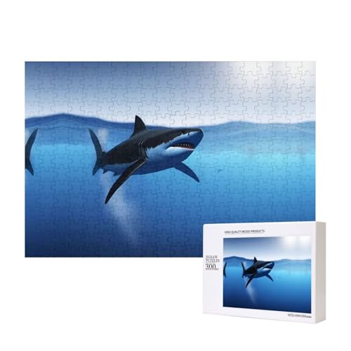 Poezjzw Shark Klassisches Puzzle für Erwachsene, 300 Teile, Holzpuzzle, moderne Wohnkultur, intellektuelles Spiel, 40 x 28 cm von POEZJZW