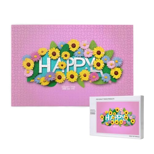 Poezjzw Sky Happy Klassisches Puzzle für Erwachsene, 1000 Teile, Holzpuzzle, moderne Wohnkultur, intellektuelles Spiel, 75 x 50 cm von POEZJZW