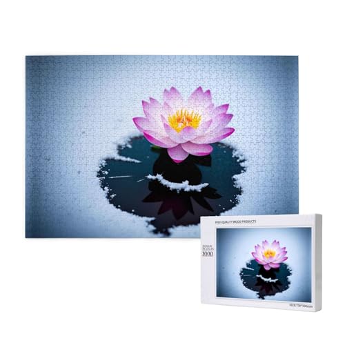Poezjzw Snow Lotus Klassisches Puzzle für Erwachsene, 1000 Teile, Holzpuzzle, moderne Heimdekoration, intellektuelles Spiel, 75 x 50 cm von POEZJZW