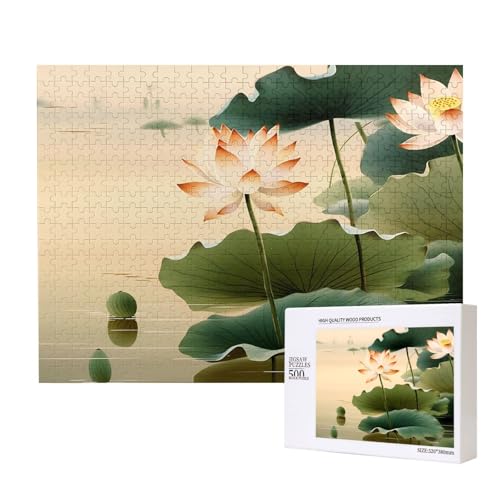 Poezjzw Sommerblumen, klassisches Puzzle für Erwachsene, 500 Teile, Holzpuzzle, moderne Wohnkultur, intellektuelles Spiel, 52 x 38 cm von POEZJZW