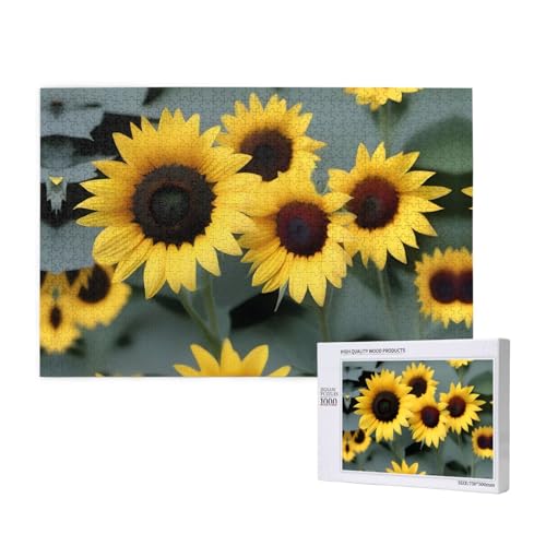 Poezjzw Sonnenblumen-Puzzle für Erwachsene, klassisches Puzzle, 1000 Teile, Holzpuzzle, moderne Wohnkultur, intellektuelles Spiel, 75 x 50 cm von POEZJZW