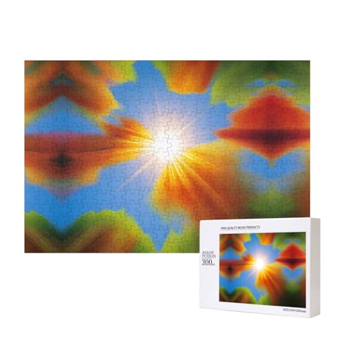 Poezjzw Sonnenstrahlen Klassisches Puzzle für Erwachsene, 300 Teile, Holzpuzzle, moderne Wohnkultur, intellektuelles Spiel, 40 x 28 cm von POEZJZW