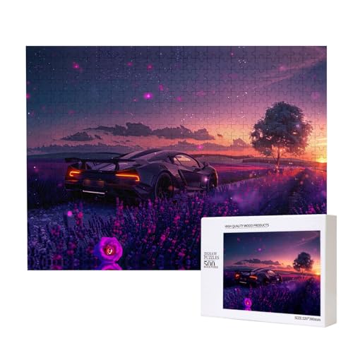 Poezjzw Sportwagen in Blumen, klassisches Puzzle für Erwachsene, 500 Teile, Holzpuzzle, moderne Wohnkultur, intellektuelles Spiel, 52 x 38 cm Poezjzw Sportwagen in Blumen, klassisches Puzzle für Erwachsene, 500 Teile, Holzpuzzle, moderne Wohnkultur, intellektuelles Spiel, 52 x 38 cm von POEZJZW