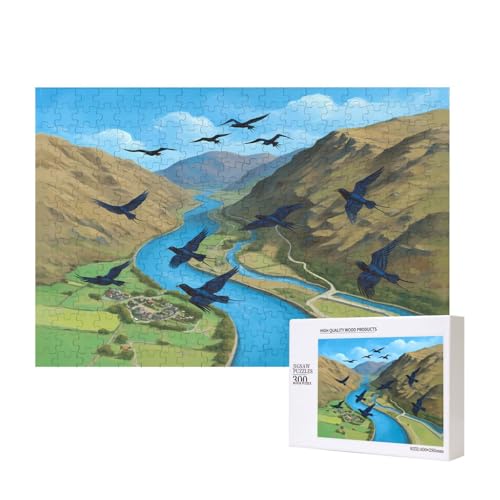 Poezjzw Spring Flying Swallow Klassisches Puzzle für Erwachsene, 300 Teile, Holzpuzzle, moderne Wohnkultur, intellektuelles Spiel, 40 x 28 cm von POEZJZW