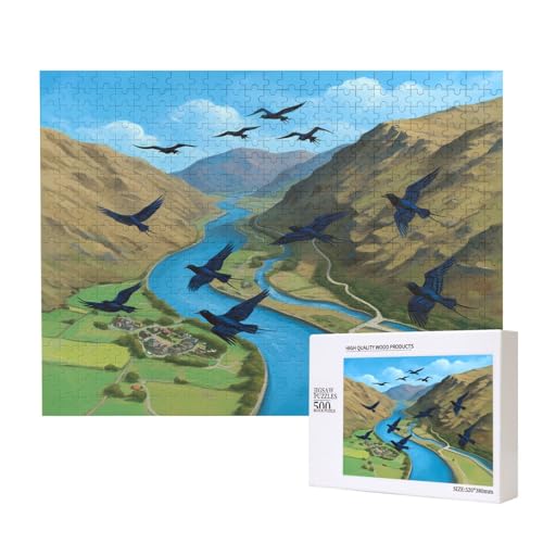 Poezjzw Spring Flying Swallow Klassisches Puzzle für Erwachsene, 500 Teile, Holzpuzzle, moderne Wohnkultur, intellektuelles Spiel, 52 x 38 cm von POEZJZW