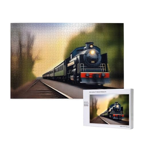 Poezjzw Sprint-Zug, klassisches Puzzle für Erwachsene, 1000 Teile, Holzpuzzle, moderne Heimdekoration, intellektuelles Spiel, 75 x 50 cm von POEZJZW