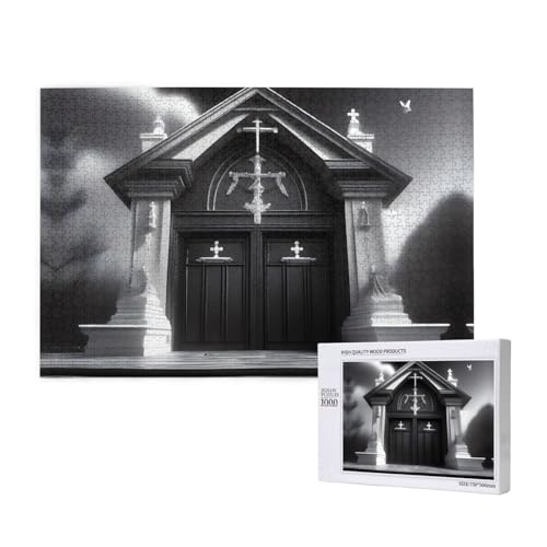 Poezjzw Stately Church Klassisches Puzzle für Erwachsene, 1000 Teile, Holzpuzzle, moderne Wohnkultur, intellektuelles Spiel, 75 x 50 cm von POEZJZW
